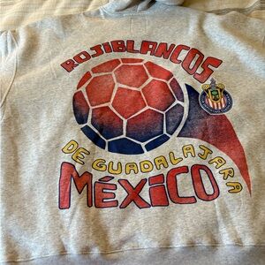 Hollister Gray Hoodie with Red and Blue Graphic